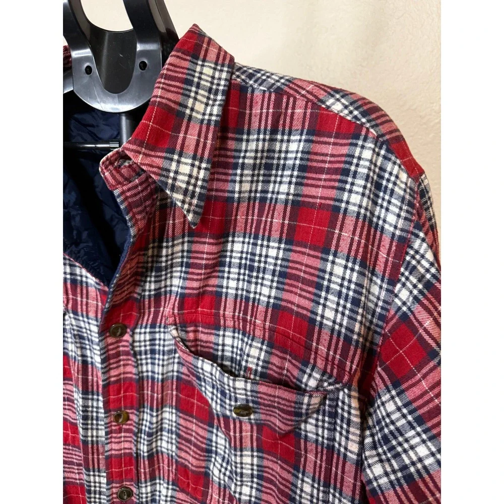 Claybrooke Outdoors Mens Large Red Plaid Quilted Lined Flannel Shirt Jacket L